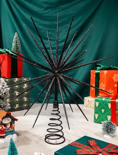 13.7 Inch Black Christmas Tree Topper - 3D Burst Black Tree Topper, Exploding Star Christmas Tree New Year Holiday Tree Decoration - Image 7