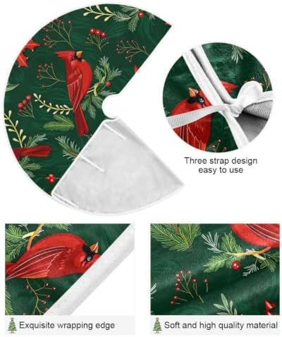 ATTX Red Cardinal Bird Christmas Tree Skirt Home Decoration Large Round Tree Skirt 47.2 Inches - Image 6