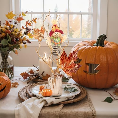 Suncalla Fall Thanksgiving Scarecrow Tree Topper 8 Inches Autumn Ornament - Image 6