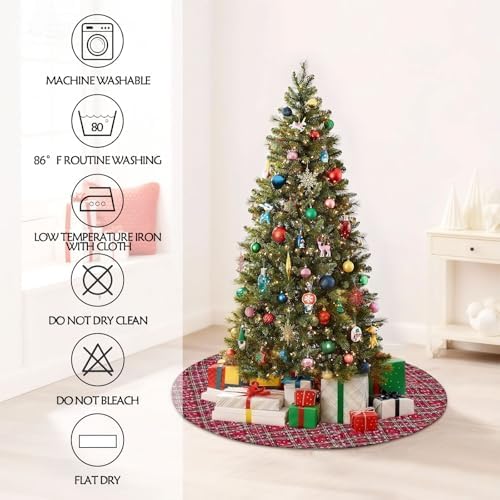 Buffalo Plaid Tree Skirt Snowflake Mini 24 Inch Christmas Tree Skirt - Image 6