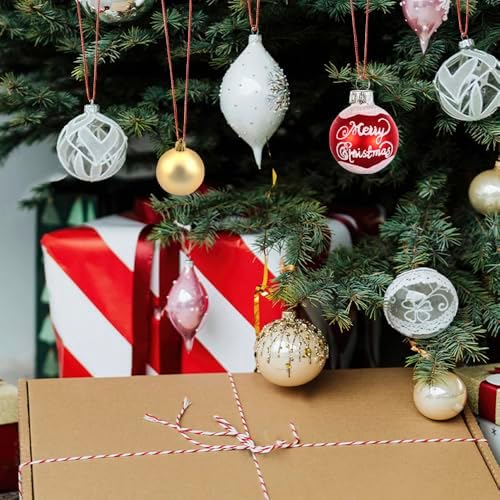 Christmas Hooks for Ornaments, 200 PCS Red Christmas Ornament String Ribbon Hangers with Snap Hanging Ropes Hooks Cords Locking Xmas Holiday Tree Decorations Toddler Proof Adjustable Pendant - Image 7