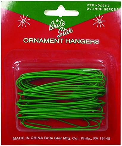 Brite Star Metal Ornament Hooks, 50 Count, Green by BriteStar