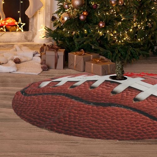 Football Christmas Tree Skirt 36 Inch Mat Funny Party Holiday Festive Decor Supplies for Home Occasion Ornament Decorations - Image 6