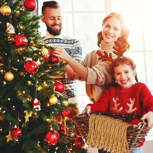 JUNEBRUSHS 600Pcs Christmas Ornament Hooks, Ornament Hangers with Snap Ornament String for Christmas Tree Holiday Party Hanging Decorations Ropes Easy and Fast Locking (Gold) - Image 6