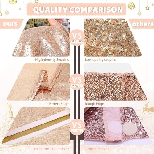 Rose Gold Tree Skirt Sequined Mini Christmas Tree Decorations 24 Inch Round - Image 6