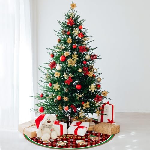 Blosssound Christmas Tree Skirt Buffalo Plaid,48 Inch,Gingerbread Man,Plaid - Image 7