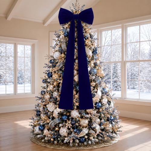 Knitgrip 1 Pack 20x71 in Christmas Large Velvet Bows, Royal Blue - Image 6