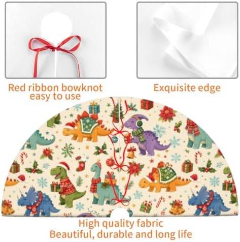 Colorful Dinosaur Christmas Tree Skirt Tree Mat for Xmas Holiday Party Decorations Indoor Outdoor 36 Inch - Image 6
