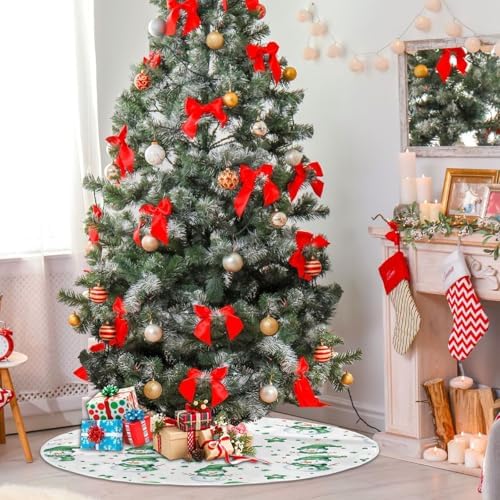 Green Snowman Christmas Tree Skirt Large Xmas Tree Skirts Decorations 48 in Burlap Tree Mat Cover for 4 ft Trees Holiday Party - Image 6