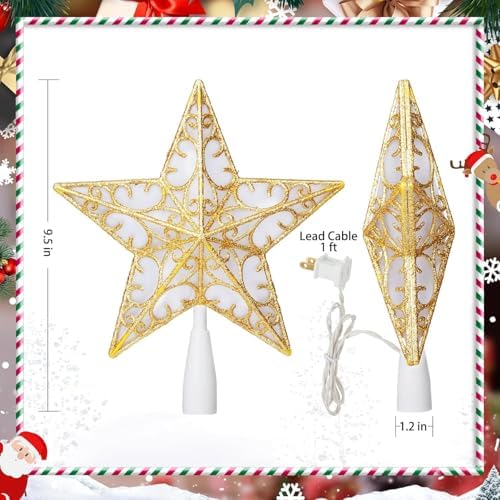 Brightown Christmas Tree Topper Star Lighted Plug in Christmas Tree Star Topper - Image 6