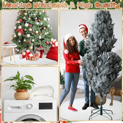 72 Inch Christmas Tree Skirt Extra Large White Chunky Xmas Knitted Tree Skirt Giant Cable Knit Thick Rustic Farmhouse Xmas Ornaments for Home Merry Christmas Holiday Winter Party Decorations - Image 6