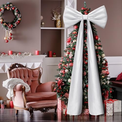 Knitgrip 1 Pack 20x71 in Christmas Large Velvet Bows, White - Image 6