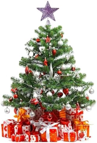 Christmas Tree Star Topper, Xmas Tree Topper Glittered 5 Point Star Treetop for Christmas Tree Ornament (Purple) - Image 3