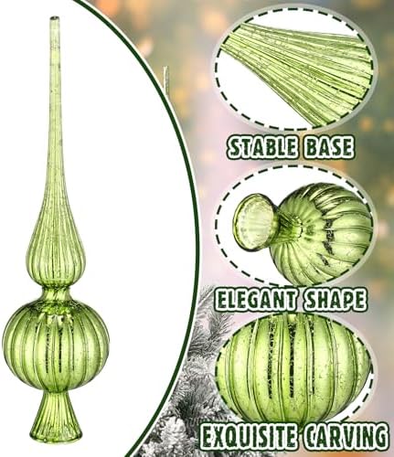 Gejoy Mercury Glass Christmas Finials Tree Topper Lime Green Ornaments - Image 6