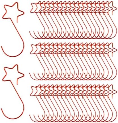 100 Pieces Star Shaped Christmas Ornament Hooks Christmas Tree Hangers Bauble Hooks Hanging Fasteners Made of Metal for Secure Hanging Suitable for Ho, Red - Image 7