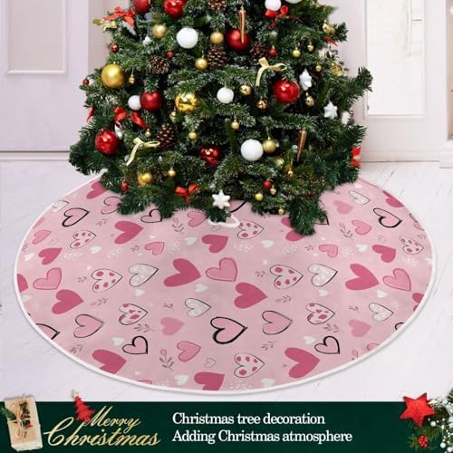 Pfrewn Valentine Tree Skirt 36" Pattern Love Heart Lovely Christmas Tree Skirts Mother's Day Xmas Mat for Holiday Festival Party Wedding Decor - Image 6