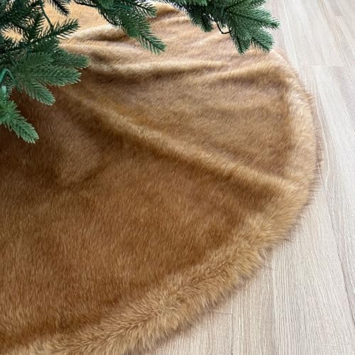 Huntsman High-Pile Faux Fur Christmas Tree Skirt with Hidden Slide Clasp Closure and Durable Microfiber Backing (Bronze, 72-Inch) - Image 6