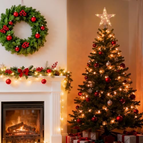11.8?€??€? Christmas Tree Topper Rose Gold Star Treetop Toppers with 20 Lights - Image 7