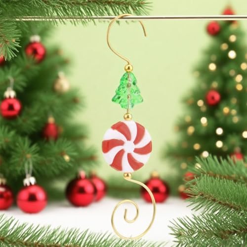 12 Pcs Christmas Ornament Hooks for Hanging Decorations, Candy Xmas Tree Bead Wire Hangers Tree Decorating Hangers Decor for Christmas Party Decoration (Red) - Image 7