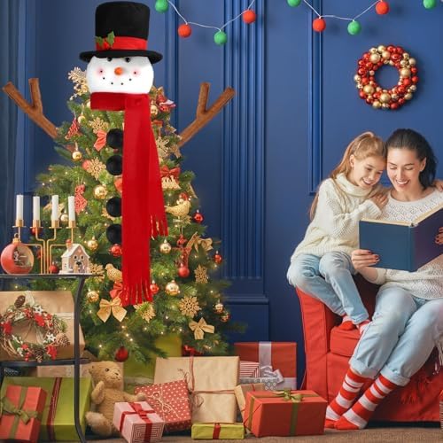 Syhood Snowman Christmas Tree Topper Large Holiday Funny Plush Stuffed Hanging Ornaments with Arms, Legs, Belt, Scarf for Christmas Tree Decorations Wine Bottle Curtain Xmas Home Decor - Image 6