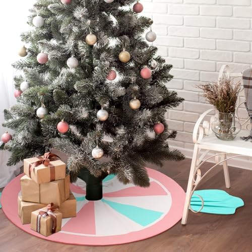 Candy Christmas Tree Skirt Candy Cane Tree Skirt Mat 62 in, Pastel - Image 6