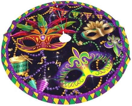 Mardi Gras Christmas Tree Skirt 48" for Xmas Halloween New Year Holiday Party Home Tree Mat Decor Ornaments Decoration - Image 7