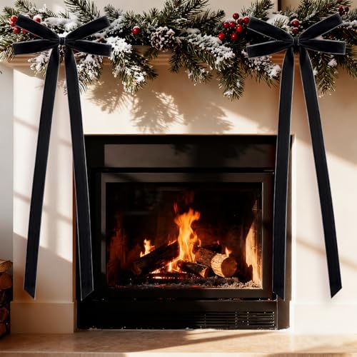 10 Pcs Black Velvet Bows 22"x8" Pre-Tied Christmas Ornaments - Image 6