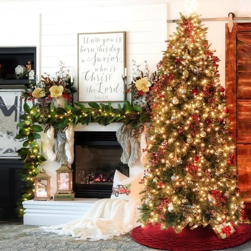 NIBESSER Red Knit Tree Skirt 48" Christmas Tree Skirt Knitted Mat Christmas Decorations Yarn Thick Rustic Cable Knit Tree Skirt for Home Party Holiday Ornaments - Image 7