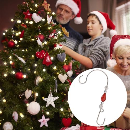 INCREWAY 30 Pcs Ornament Hooks with Beads Christmas Decorations Metal Hooks Wire Spiral Shaped for Christmas Tree Ornament Hanger - Image 6