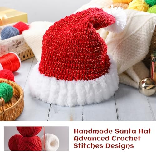 Syhood Christmas Tree Topper Red Crochet Santa Hat Farmhouse Holiday Xmas Decor for Christmas Tree Ornament Party Decoration - Image 6