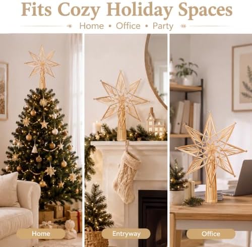 Gemscream Christmas Straw Star Tree Topper Scandinavian Christmas Decor - Image 6