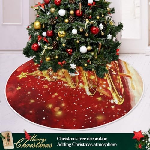 Gold Christmas Tree 48 Inch Christmas Tree Skirt, Soft Xmas Tree Mat for Party Decoration Holiday Decor Christmas Decorations Indoor Outdoor - Image 6