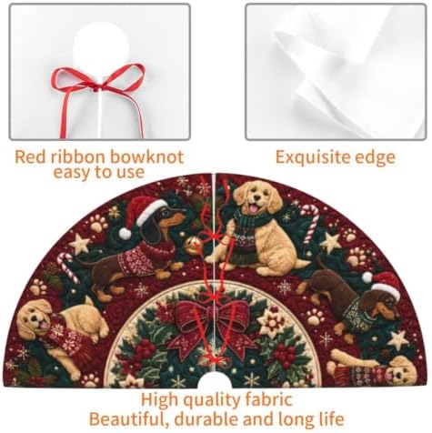 Funny Christmas Dog Tree Skirt Tree Mat for Xmas Holiday Party Decorations Indoor Outdoor 36 Inch - Image 6