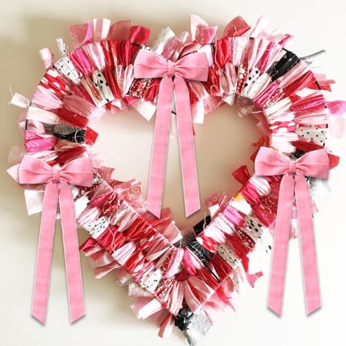 12Pcs Pink Velvet Bows Christmas Tree Decorations,5in x 10in Xams Ornaments - Image 6