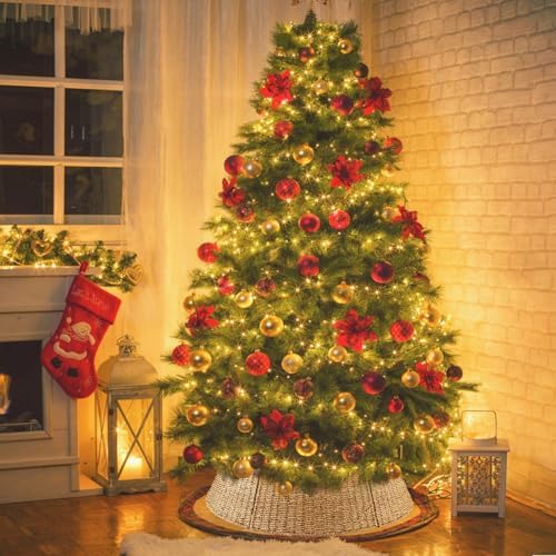 Rocinha 32 in Extra Large Rattan Christmas Tree Collar Basket - Rustic Handcrafted Christmas Tree Stand Cover Woven Tree Skirt Collar Christmas Tree Decoration Farmhouse Indoor Decorations for Home - Image 6