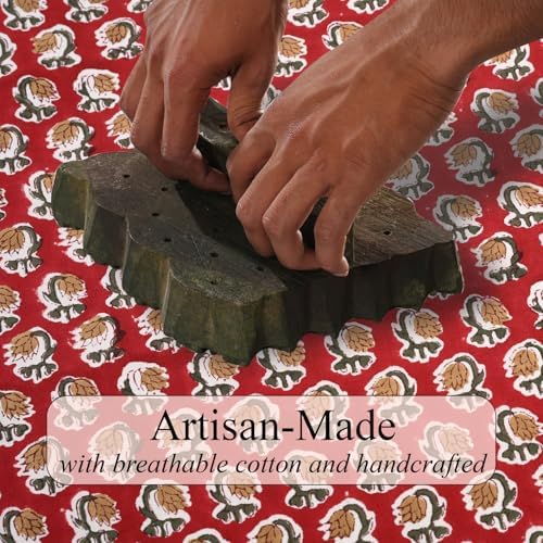 Ridhi Choclate Cosmos Hand Block Print Cotton Christmas Tree Skirt 70 Inch - Image 6