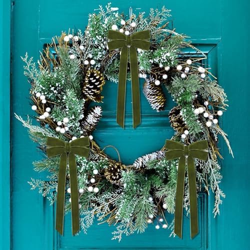 12Pcs Green Velvet Ribbon Bows Christmas Tree Decorations,5in x 10in St Patricks Day Ornaments for Tree Home Party Front Door Wreath Garland Holiday Decor - Image 6