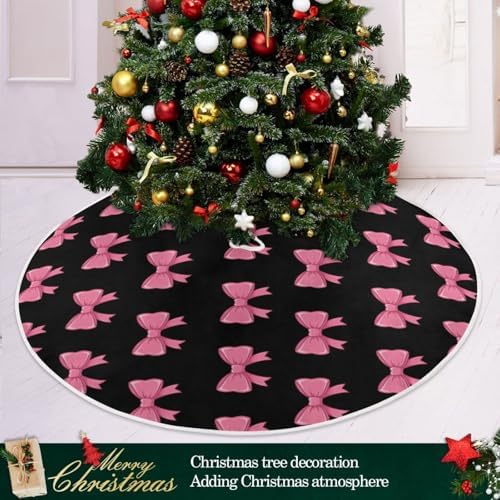 Blueangle 35.4-Inch Elegant Bows Christmas Tree Skirt - Soft Wrinkle-Resistant Polyester Holiday Tree Decor - Image 6