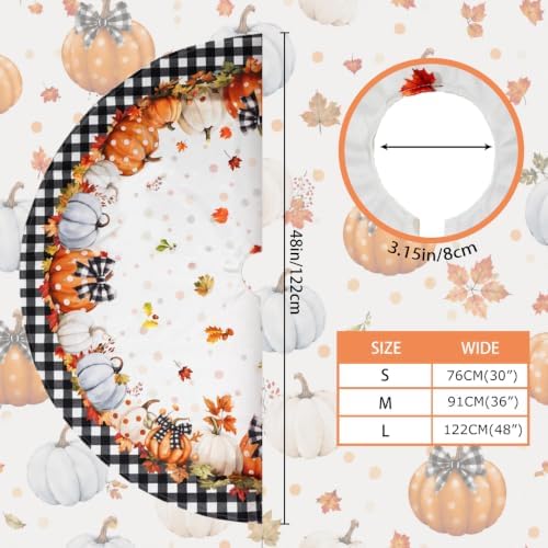 48 Inch Fall Tree Skirt Mat Short Plush Pumpkin Tree Skirts for Indoor Outdoor Fall Tree Decoration - Image 6