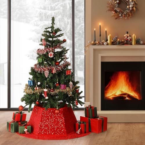 Mr. Pen- Red Sequin Christmas Tree Skirt and Tree Collar - Image 7