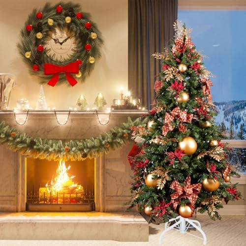 CCINEE Metal Christmas Tree Stand, Universal Folding Xmas Tree Stand 11.8 Inch Replacement Tree Stand Base for 2 Ft to 5 Ft Christmas Artificial Trees Fake Tree, White - Image 7