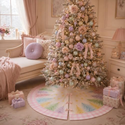 Sanwuta Christmas Tree Skirt 36 Inch Pastel Candy Christmas Decoration - Image 6