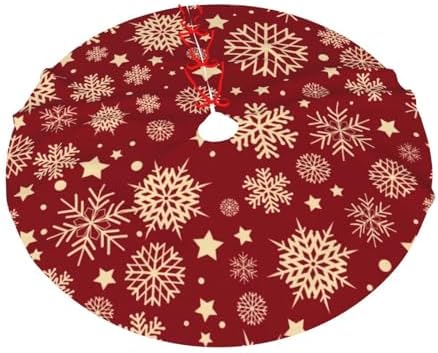 Red and Gold Christmas Tree Skirt 36" for Xmas Halloween New Year Holiday Party Home Tree Mat Decor Ornaments Decoration - Image 7