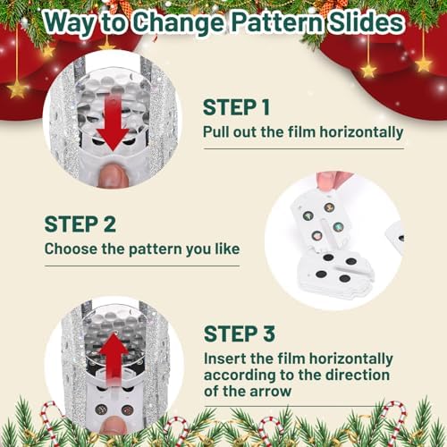 Christmas Tree Topper Lighted with 6 Projection Modes,Christmas Star Tree Topper Built-in LED Rotating Projector Lights 3D Sparkling Christmas Tree Decorations for Xmas Party Holiday Decor(Silver) - Image 6