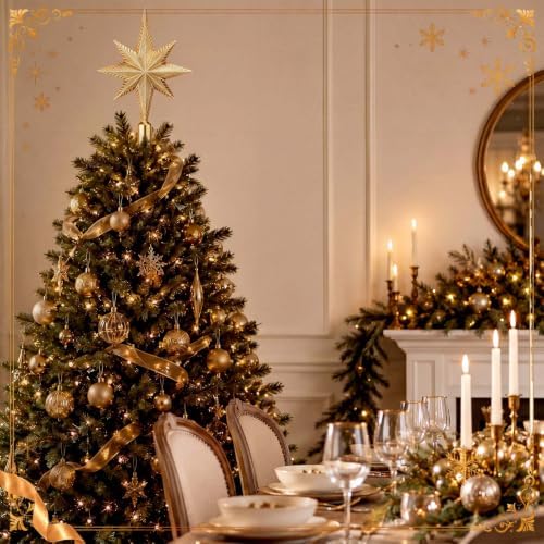 Sanwuta Christmas Bethlehem Star Tree Topper 8 Inch Gold Glitter - Image 6