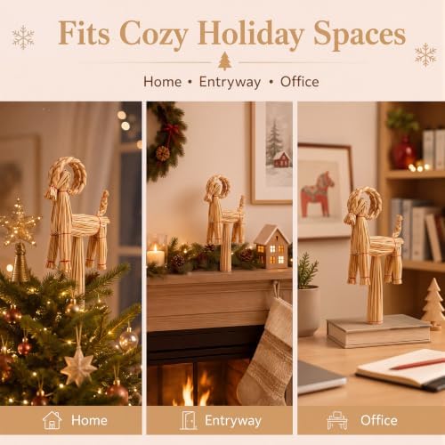 Gemscream Christmas Straw Goat Tree Topper Scandinavian Christmas Decor - Image 6