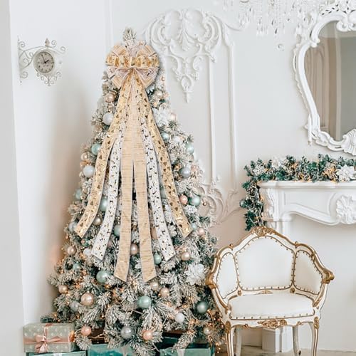 Gold/Yellow Christmas Tree Topper Bow for Xmas Tree Decorations - Image 7