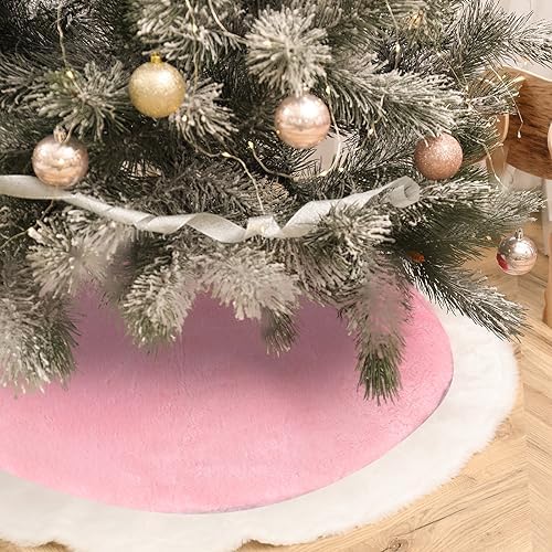 Mudder 19.7 Inch Christmas Tree Skirt,Pink and White - Image 7