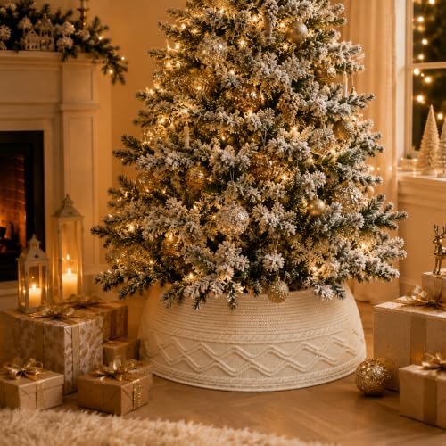 Noiclub Knit Christmas Tree Collar, Christmas Tree Skirt, Cream, 23-30 in - Image 7