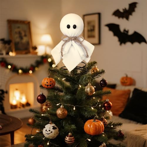 Suncalla Halloween Ghost Tree Topper Velvet Ghost 5.5 Inch Spooky - Image 6